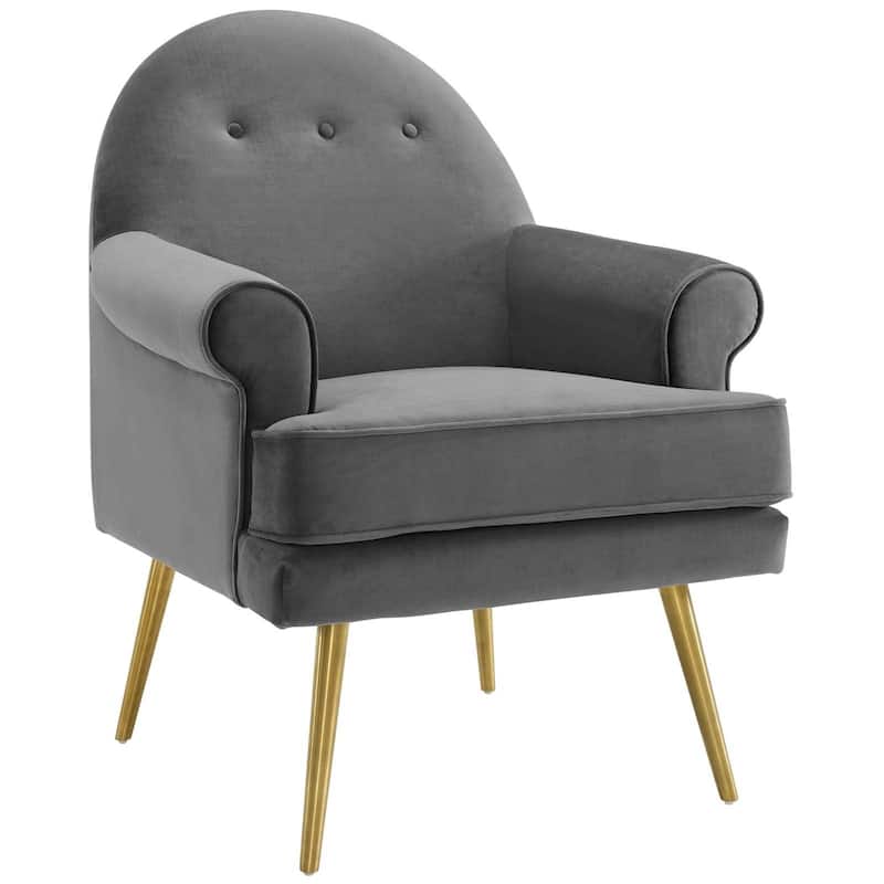 Silver Orchid Gruning Velvet Tufted Button Accent Armchair - Gray