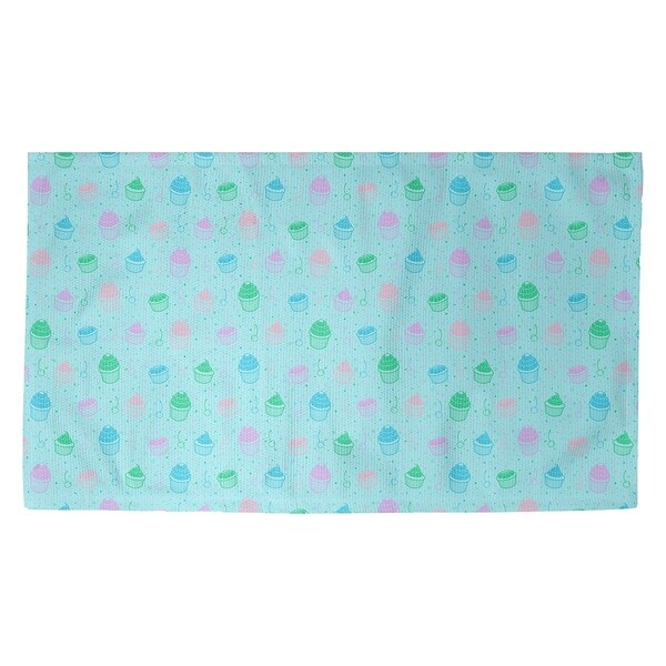 Katelyn Elizabeth Blue Pastel Cupcake Pattern Dobby Rug