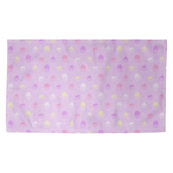 Katelyn Elizabeth Purple & White Pastel Cupcake Pattern Dobby Rug