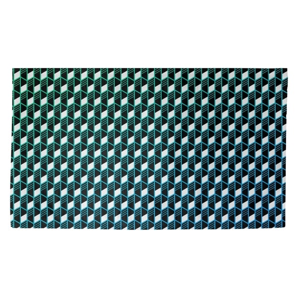 Katelyn Elizabeth Green & Blue Geometric Stripes Dobby Rug