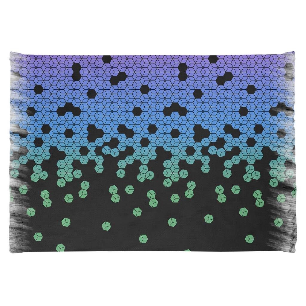 Katelyn Elizabeth Peacock Ombre Tumbling Cube Pattern Chenille Rug