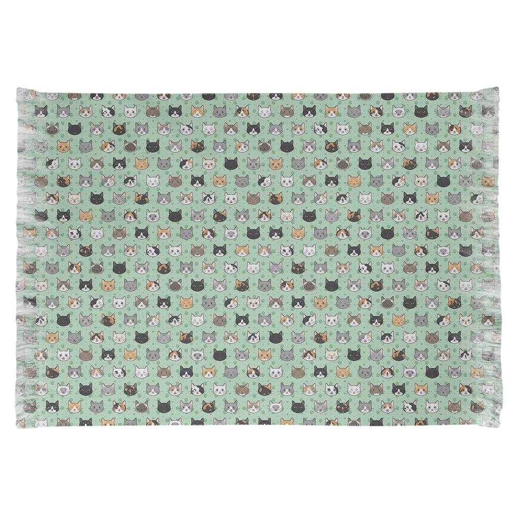 Katelyn Elizabeth Green Kitty Cat Pattern Chenille Rug