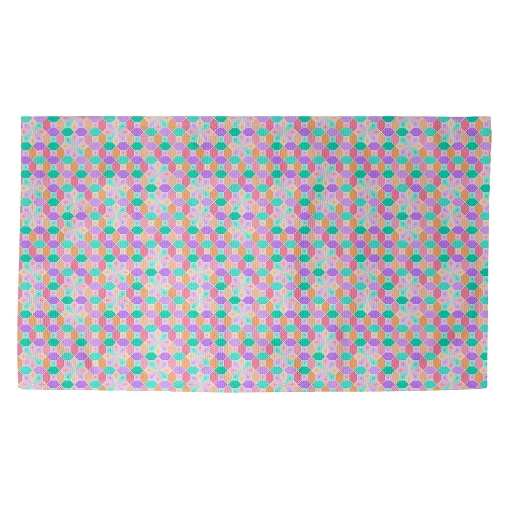 Katelyn Elizabeth Purple & Orange Stained Glass Pattern Dobby Rug