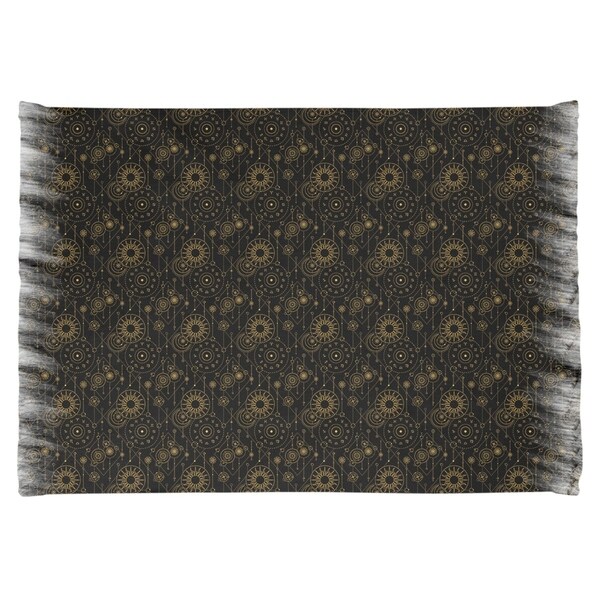 Katelyn Elizabeth Black & Gold Astrology Pattern Chenille Rug