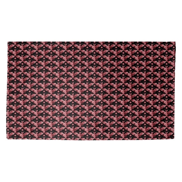 Katelyn Elizabeth Red Bats Pattern Dobby Rug