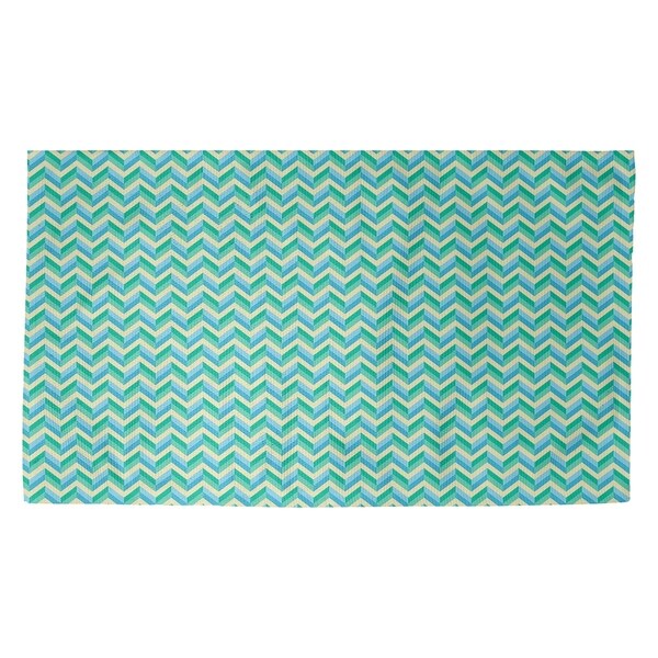 Katelyn Elizabeth Green & Blue Chevrons Dobby Rug