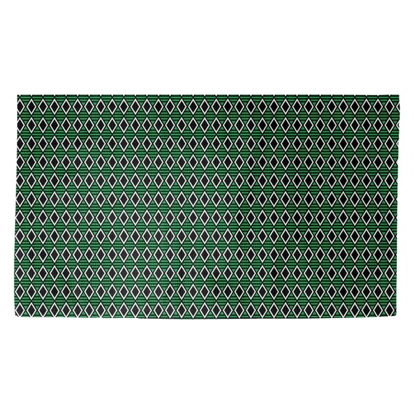 Katelyn Elizabeth Black & Green Geometric Diamonds Dobby Rug