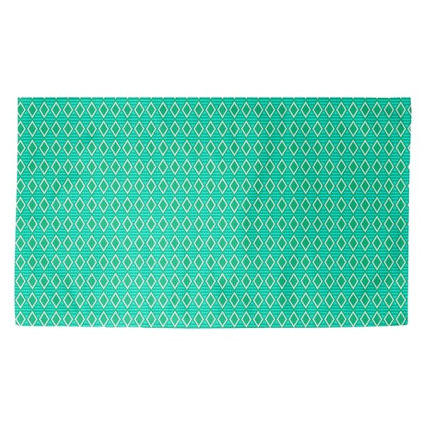 Katelyn Elizabeth Green with Teal Geometric Diamonds Dobby Rug
