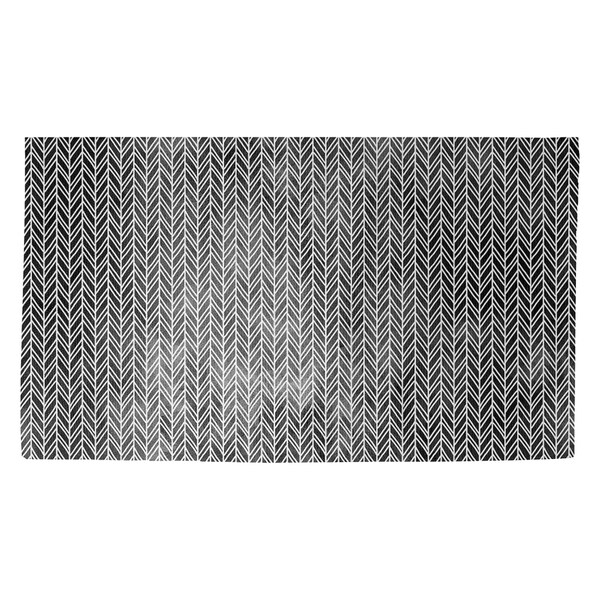 Katelyn Elizabeth Black Herringbone Pattern Dobby Rug