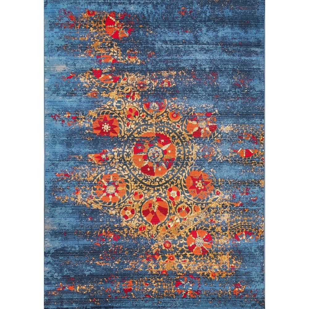 Lush Decor Marina Suzanie Indoor/Outdoor Rug Blue