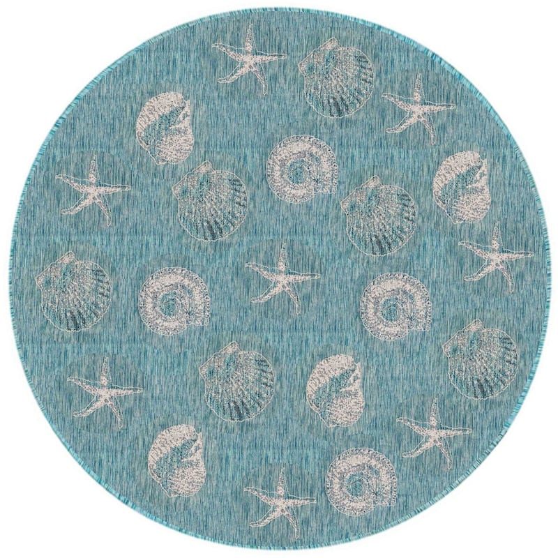 Liora Manne Marina Circles Indoor/Outdoor Area Rug - 7'10" Round - Aqua