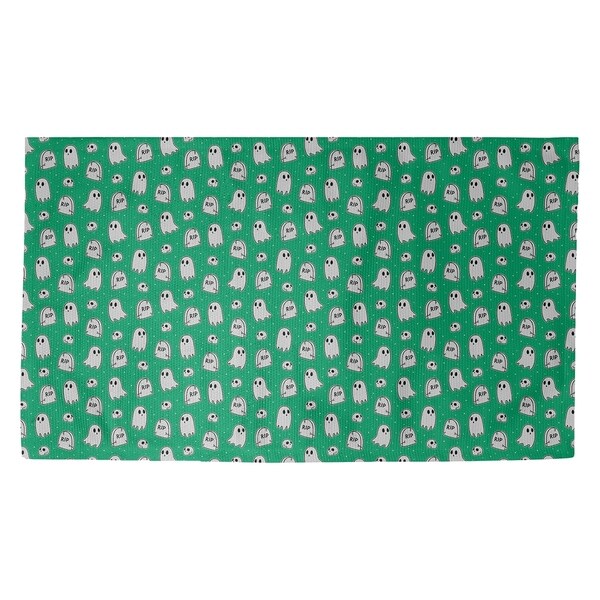 Katelyn Elizabeth Green Ghost Pattern Dobby Rug