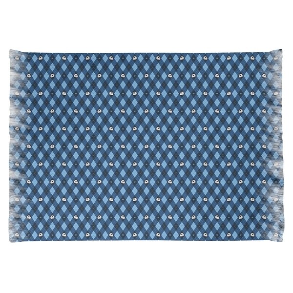 Katelyn Elizabeth Blue Argyle Skulls Pattern Chenille Rug