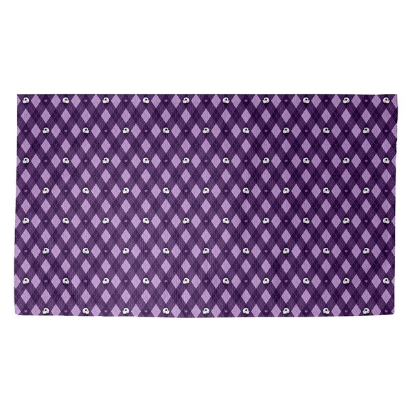 Katelyn Elizabeth Purple Argyle Skulls Pattern Dobby Rug