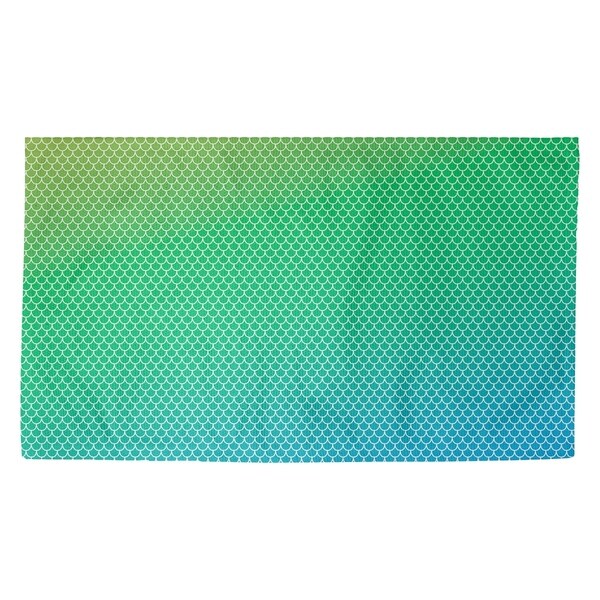 Katelyn Elizabeth Yellow Green & Blue Mermaid Scales Dobby Rug