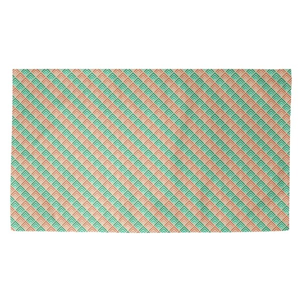 Katelyn Elizabeth Green & Orange Ombre Geometric Pattern Dobby Rug