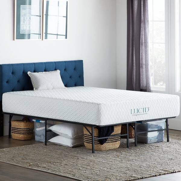 Lucid Comfort Collection 10 Inch Gel Memory Foam Mattress With Platform Bed Frame Set On Sale Overstock 27321120