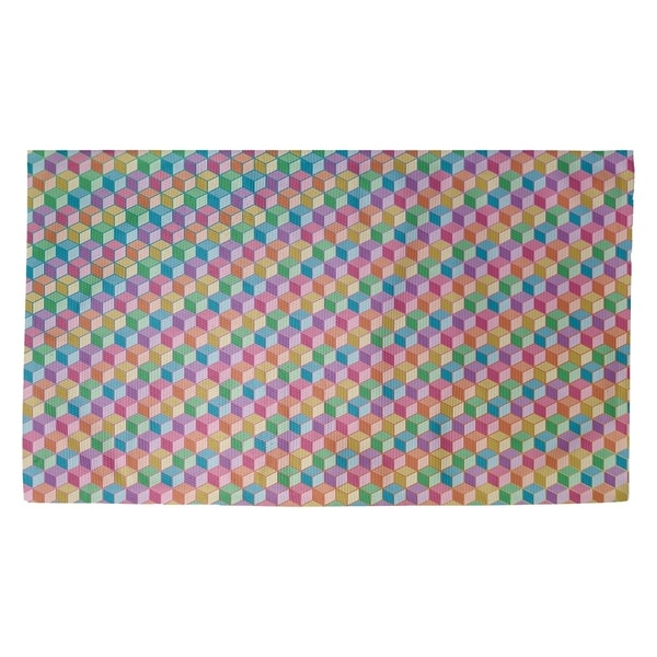 Katelyn Elizabeth Color Lined Rainbow Cube Pattern Dobby Rug