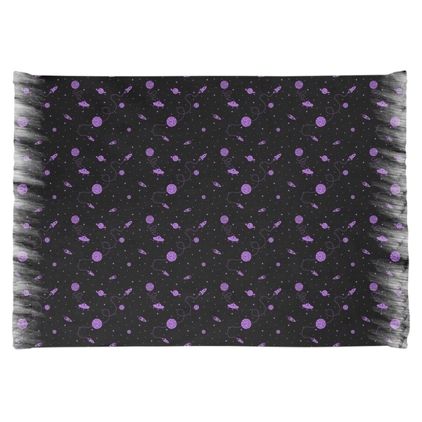 Katelyn Elizabeth Black & Purple Outer Space Pattern Chenille Rug
