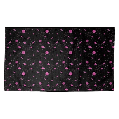 Katelyn Elizabeth Black & Pink Outer Space Pattern Dobby Rug