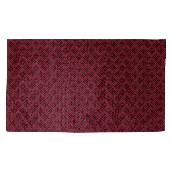 Katelyn Elizabeth Black & Red Square Maze Dobby Rug