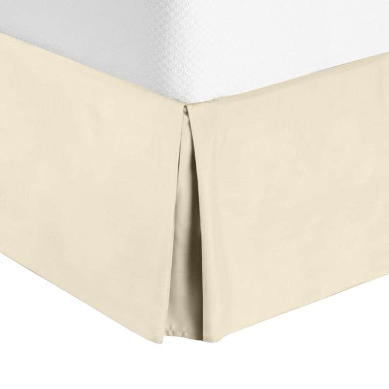 Nestl Luxury Pleated Queen Size Bed Skirt - 14" Drop - Beige