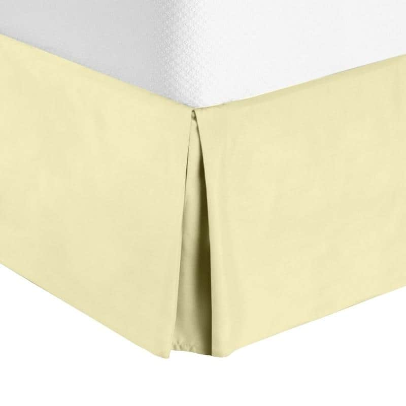 Nestl Luxury Pleated Queen Size Bed Skirt - 14" Drop - Vanille Yellow