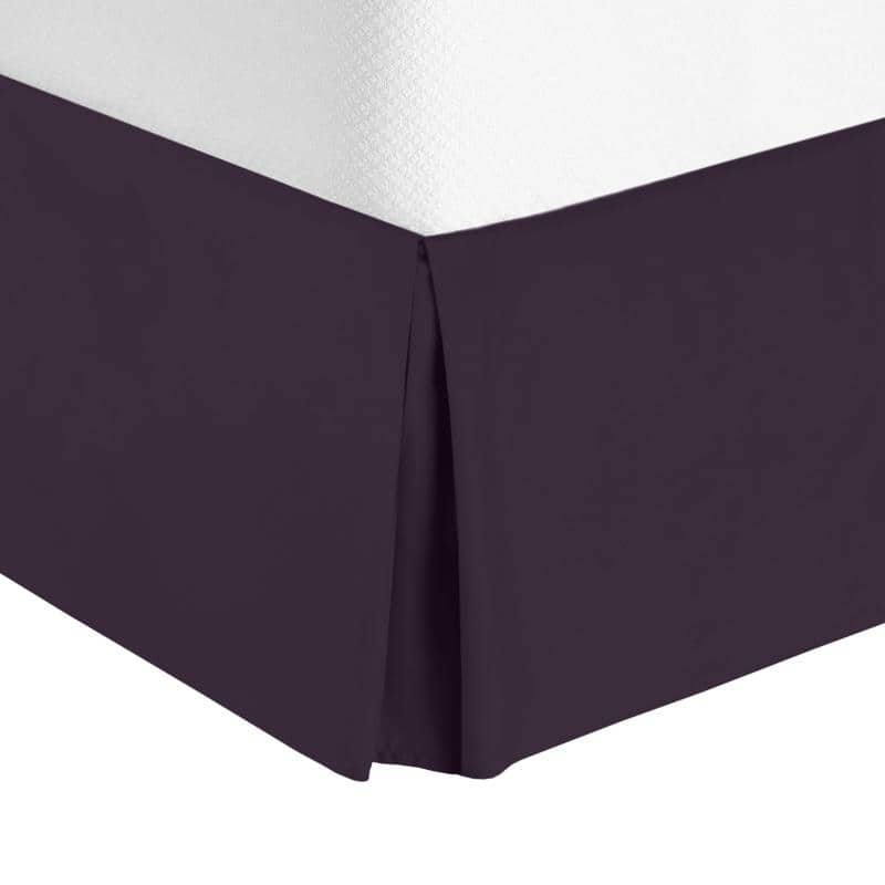 Nestl Luxury Pleated Queen Size Bed Skirt - 14" Drop - Eggplant