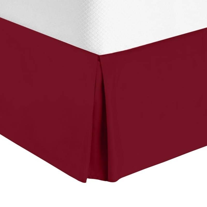 Nestl Luxury Pleated Queen Size Bed Skirt - 14" Drop - Burgundy