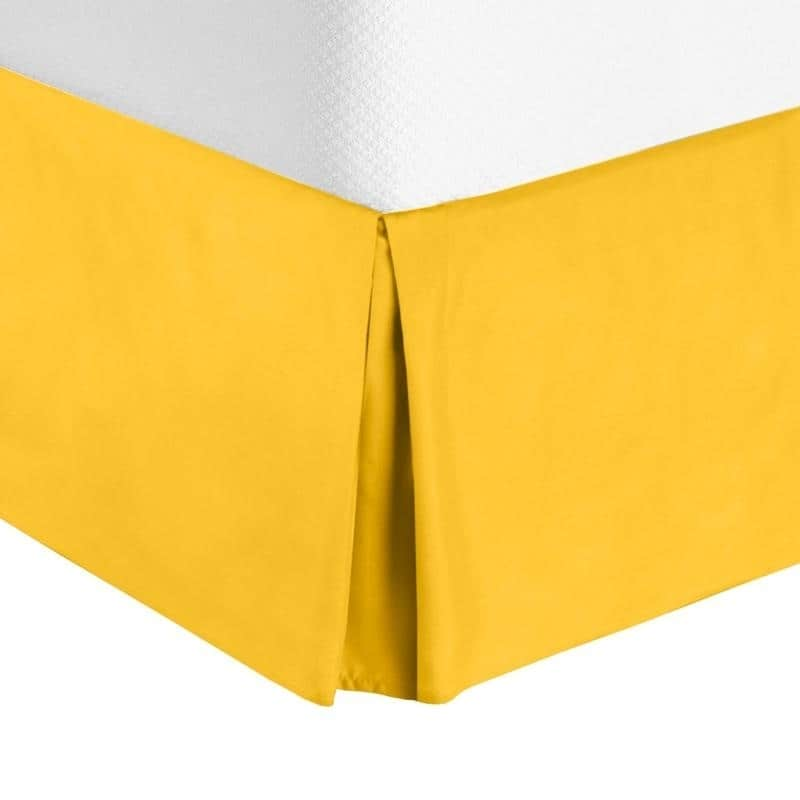 Nestl Luxury Pleated Queen Size Bed Skirt - 14" Drop - Yellow