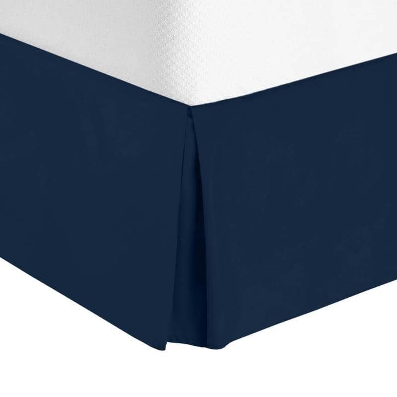 Nestl Luxury Pleated Queen Size Bed Skirt - 14" Drop - Navy Blue