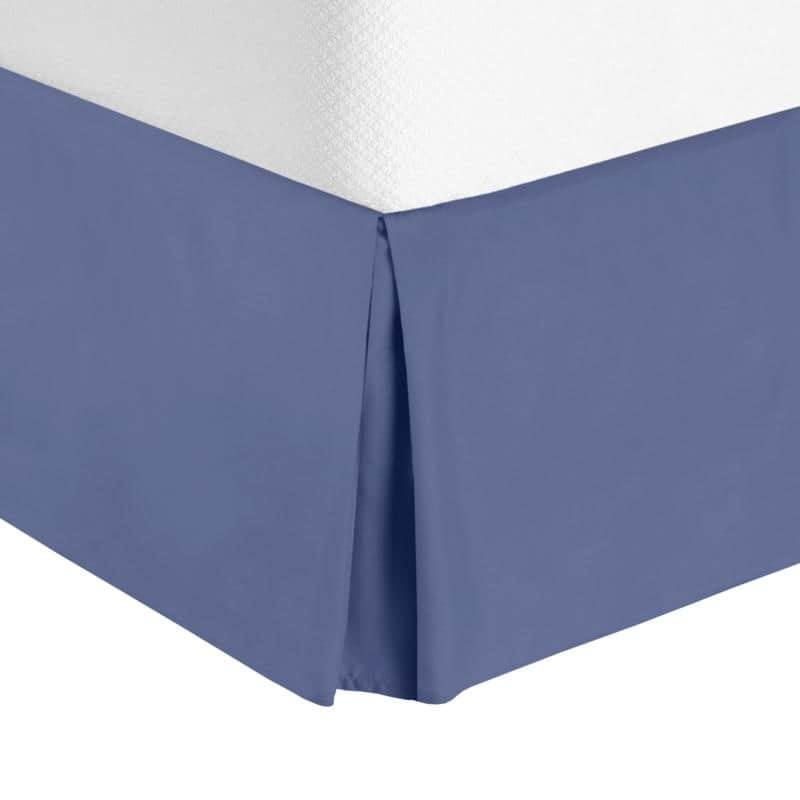 Nestl Luxury Pleated Queen Size Bed Skirt - 14" Drop - Steel Blue