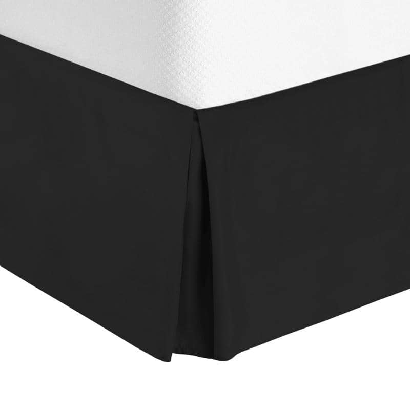 Nestl Luxury Pleated Queen Size Bed Skirt - 14" Drop - Black