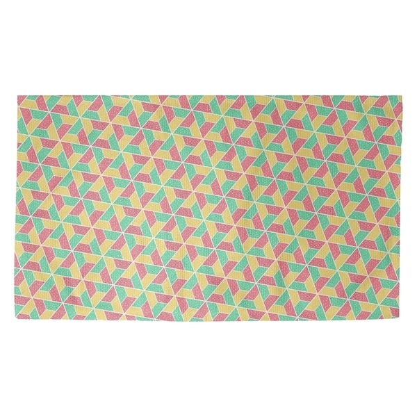 Katelyn Elizabeth Green Yellow & Red Trapezoids Dobby Rug