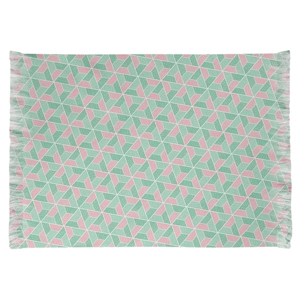 Katelyn Elizabeth Green & Pink Trapezoids Chenille Rug