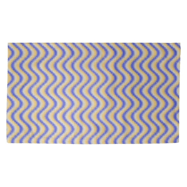 Katelyn Elizabeth Blue & Yellow Wavy Stripe Pattern Dobby Rug
