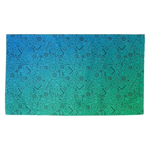 Katelyn Elizabeth Green & Blue with Black RPG Pattern Dobby Rug