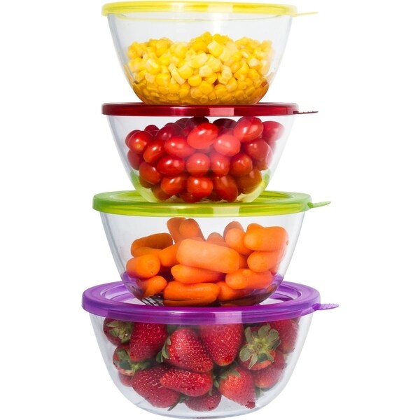 Glass Mixing Bowl Set 4 Large Durable Glass Baking Storage Container Bowls Set