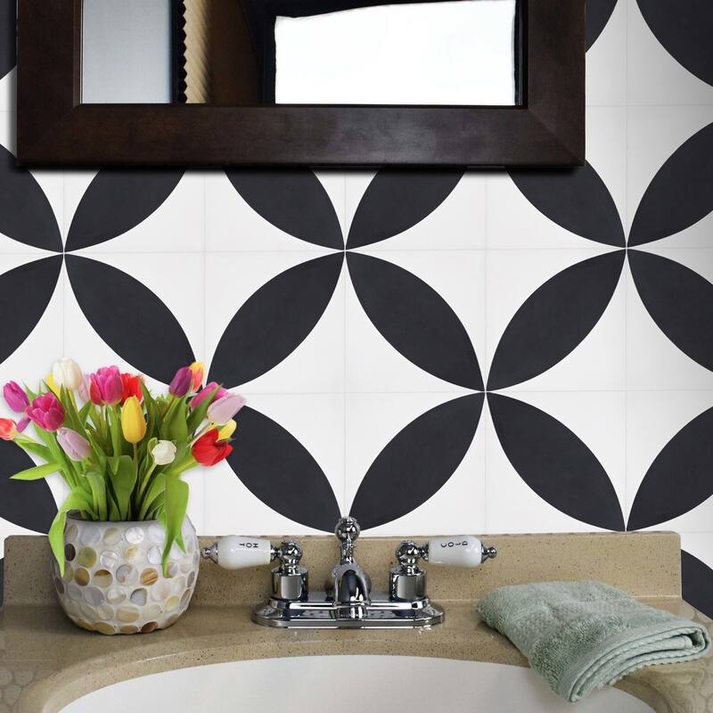 Handmade Orient in White and Black Tile, Pack of 12 (Morocco)