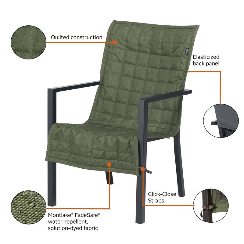 Classic Accessories Montlake Water-Resistant 45 Inch Patio Chair Slipcover, Heather Fern