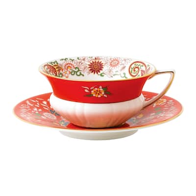 Wedgwood Wonderlust Crimson Orient Teacup and Saucer Set