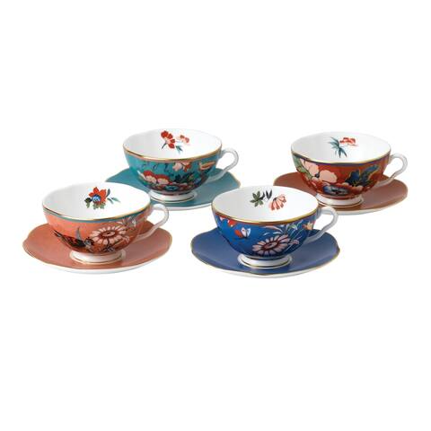 Paeonia Blush Fine Bone China Teacups and Saucers (Set of 4)