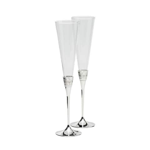 With Love Metal and Crystal Toasting Flutes (Set of 2)