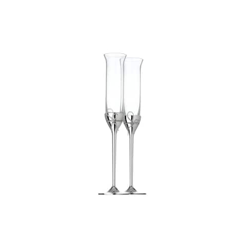 Love Knots Silver Metal and Crystal Toasting Flutes (Set of 2)