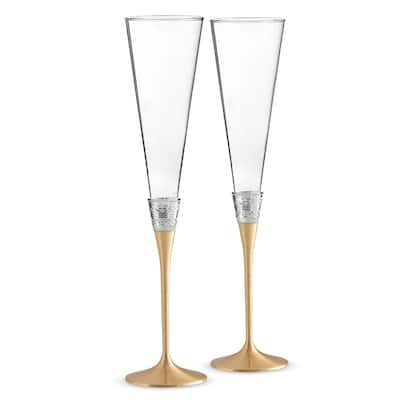 Vera Wang With Love Gold Metal and Crystal Toasting Flutes (Set of 2)