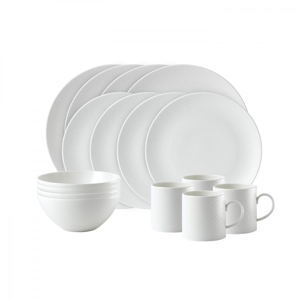 slide 2 of 1, Gio White 16-piece Fine Bone China Place Setting