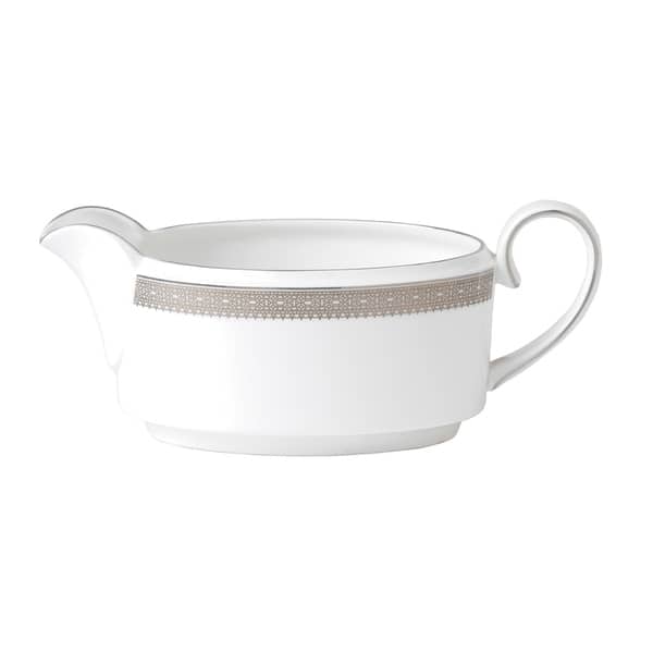 Vera Lace Platinum Fine Bone China Imperial Gravy Boat Overstock 27322457