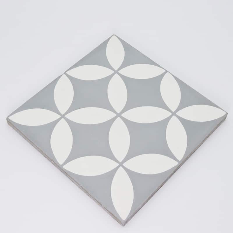 Handmade Amlo in Grey and White Tile, Pack of 12 (Morocco)