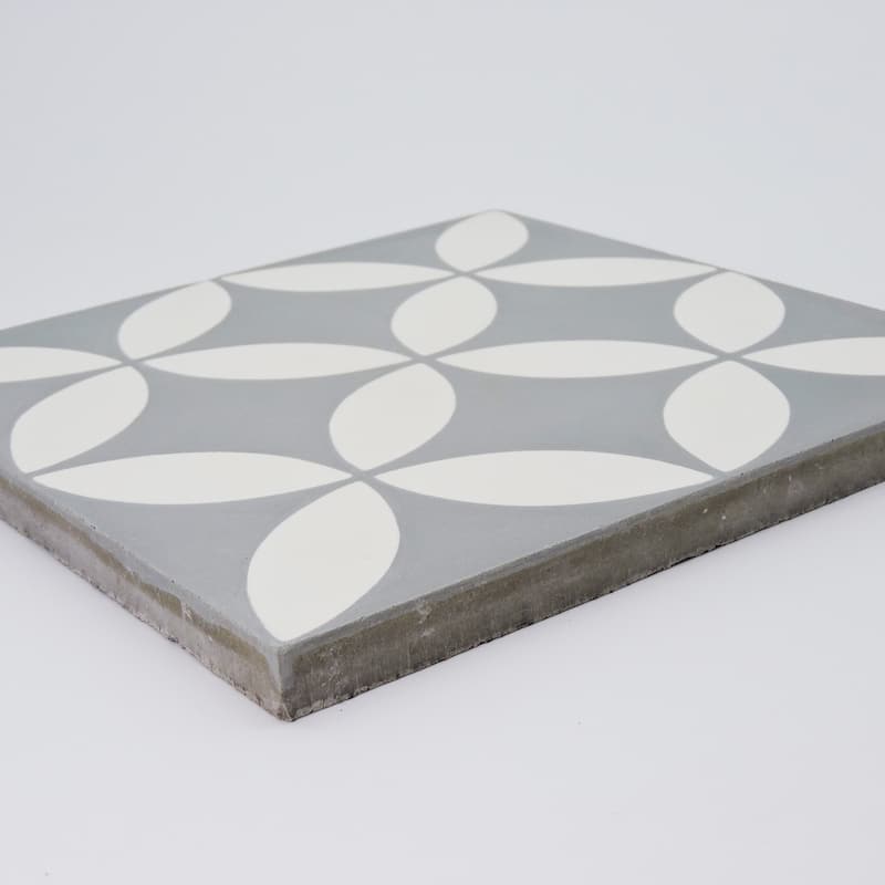 Handmade Amlo in Grey and White Tile, Pack of 12 (Morocco)
