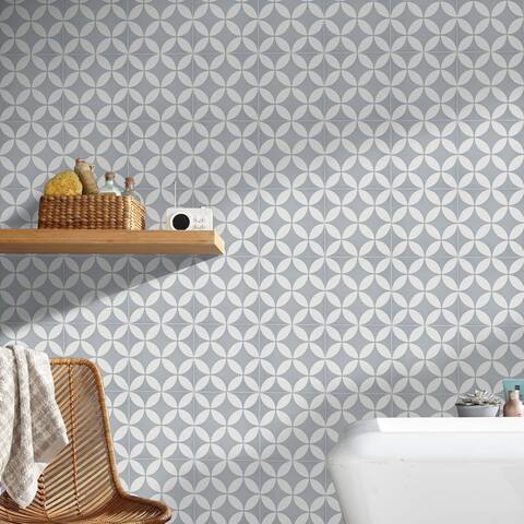 Handmade Amlo in Grey and White Tile, Pack of 12 (Morocco)